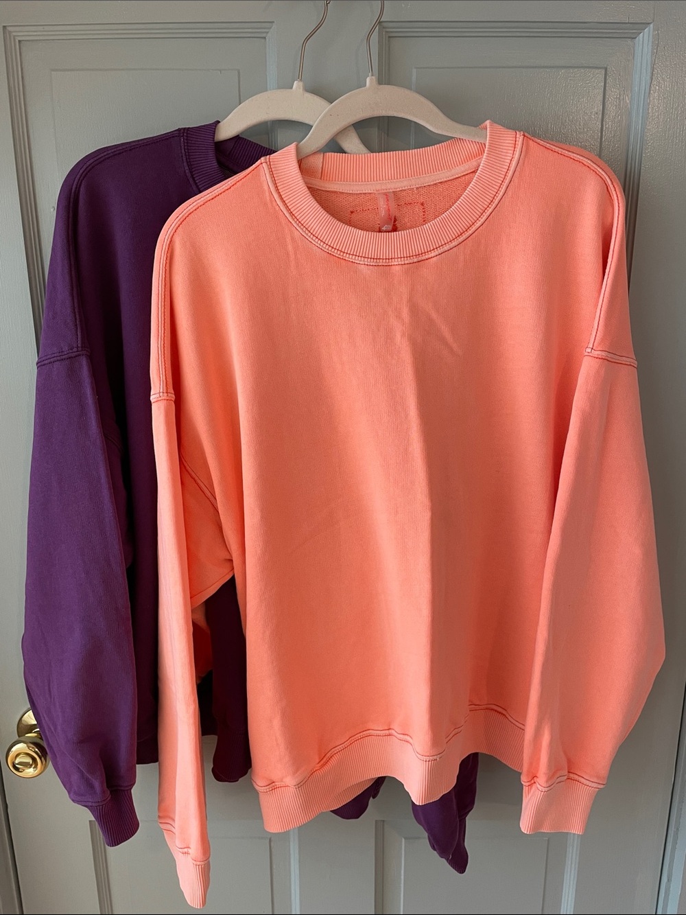 Free People Allstar Solid Pullover Slouchy Sweatshirt  Melon Purple Small